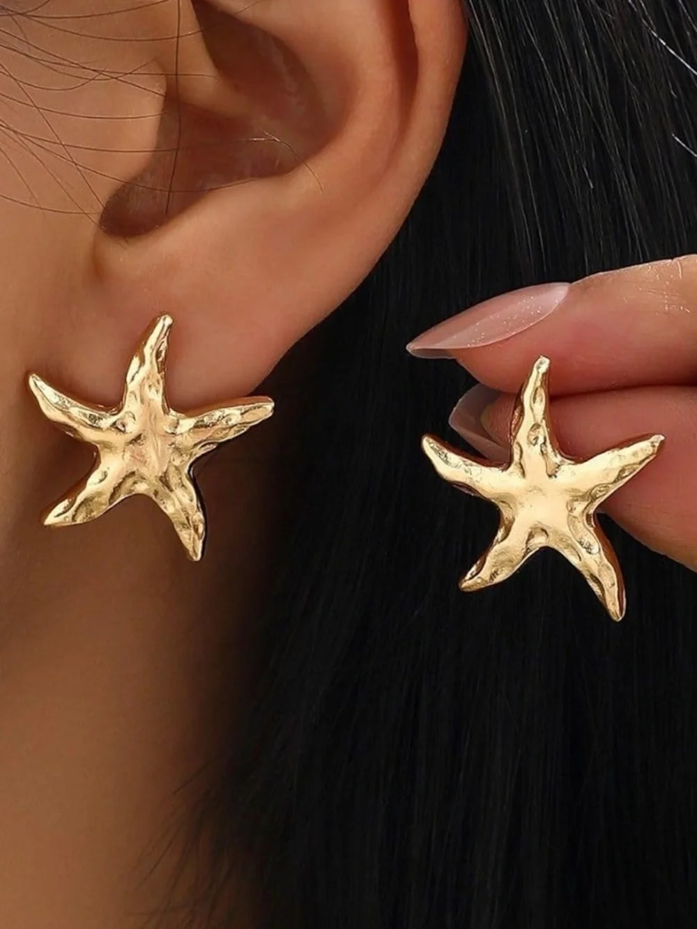 14K Gold Plated Starfish Coastal Studs Earrings